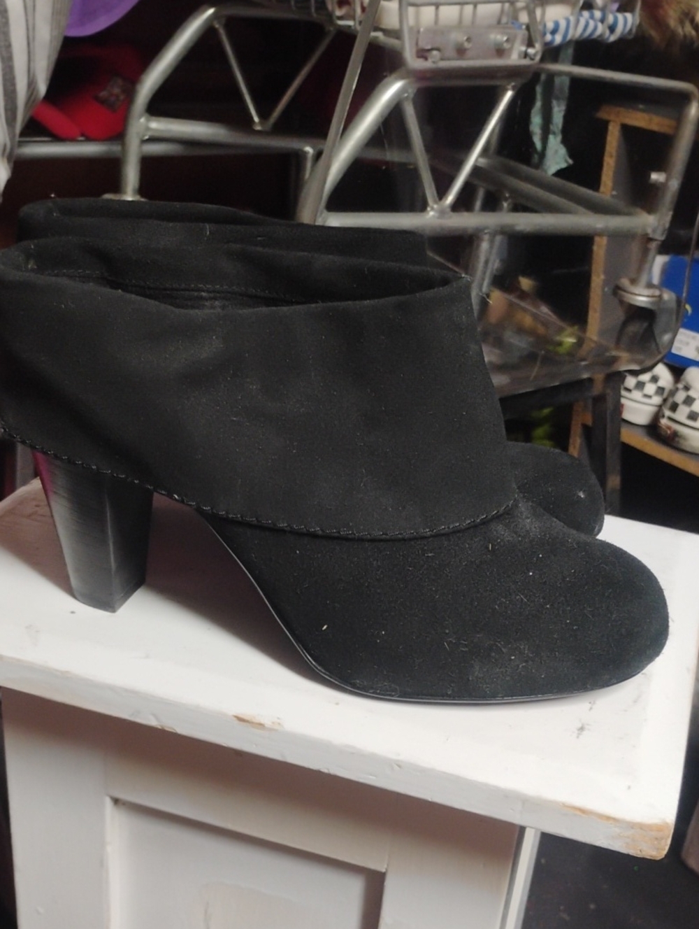 Steve Madden Black Suede Fold-Over Ankle Booties